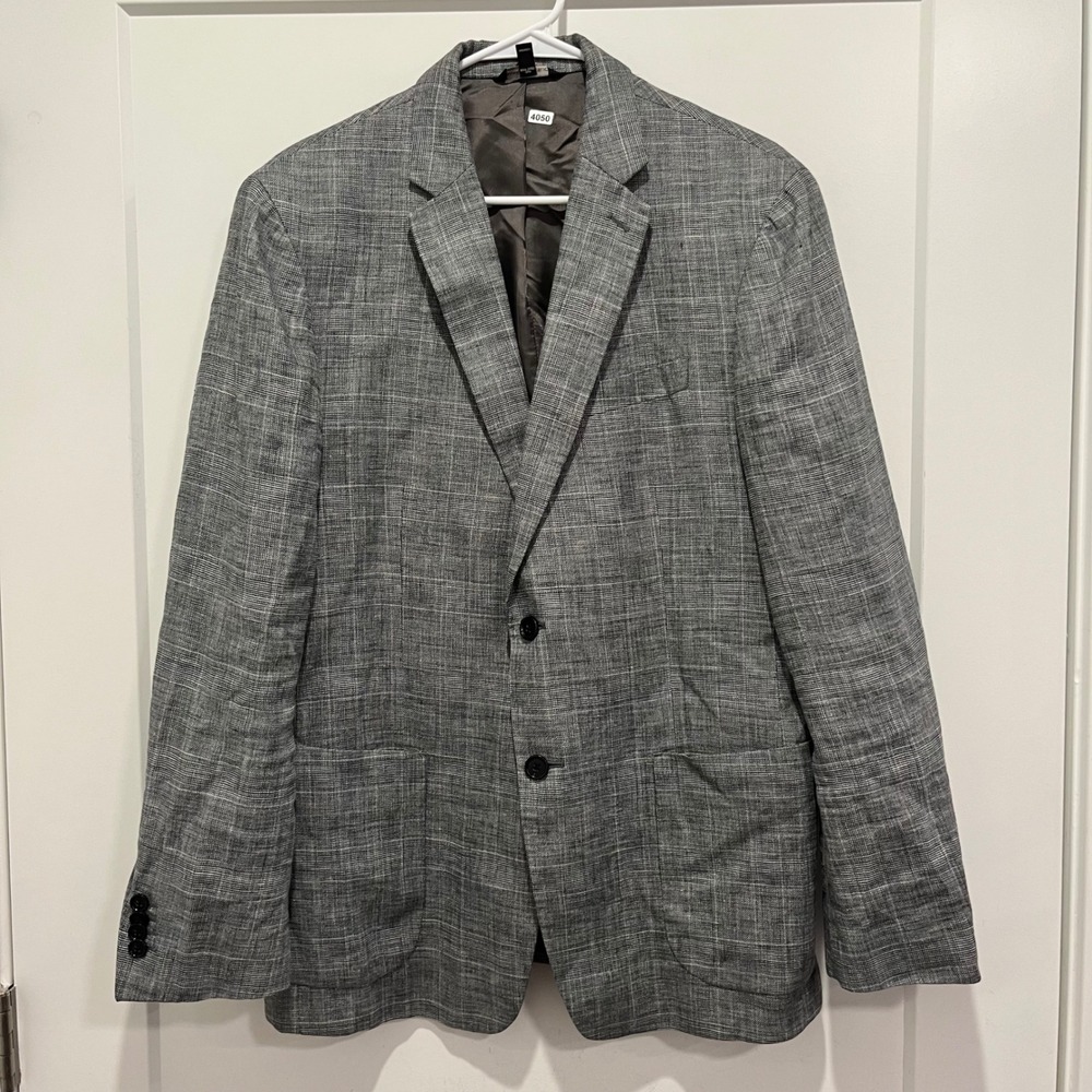 Banana Republic Mens 42R Grey Linen Blend Blazer Sport Coat 2 Button Jacket